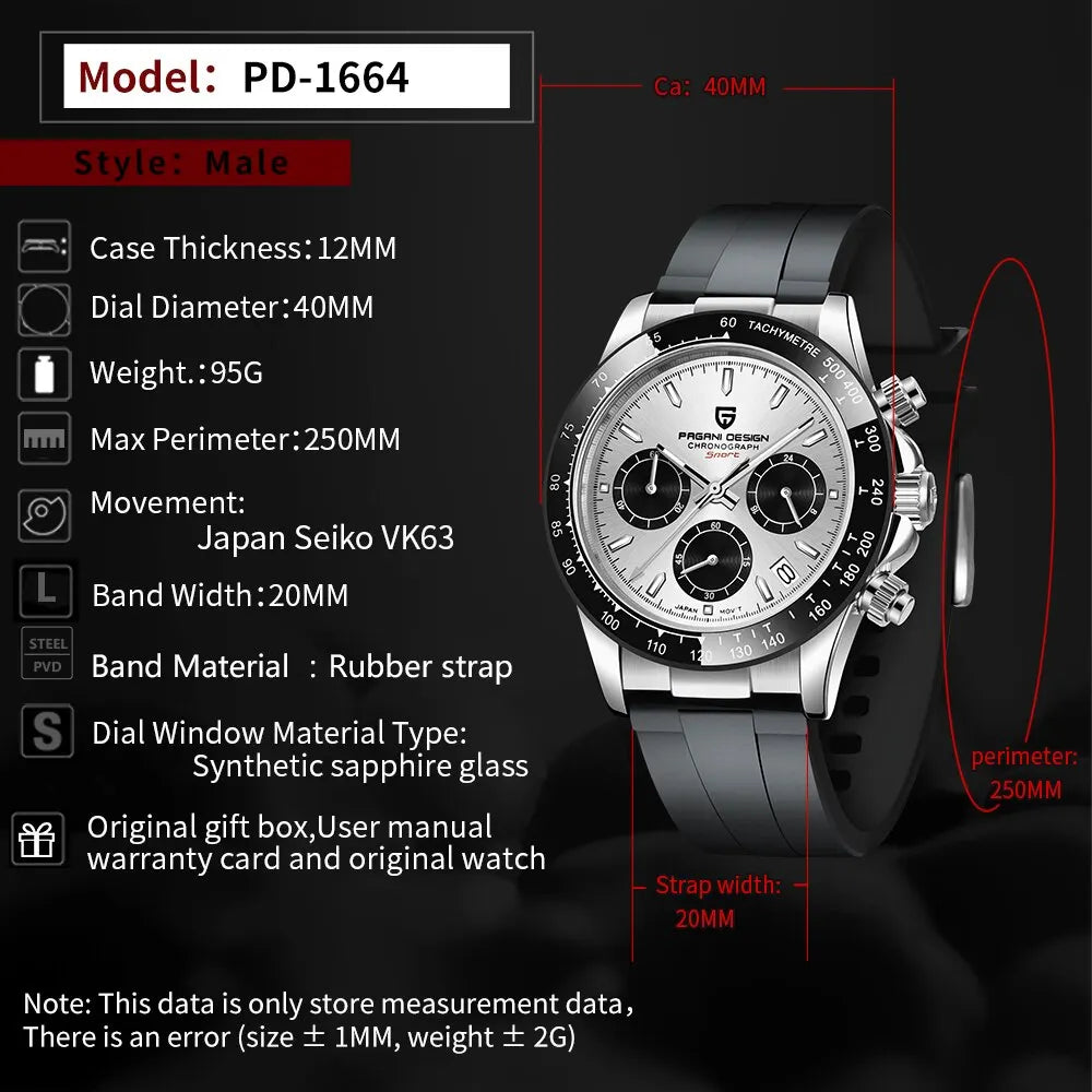 2023 PAGANI DESIGN Watch Men Quartz Top Brand Luxury Automatic Date Wristwatch for Men Waterproof Sport Chronograph Clock Mans